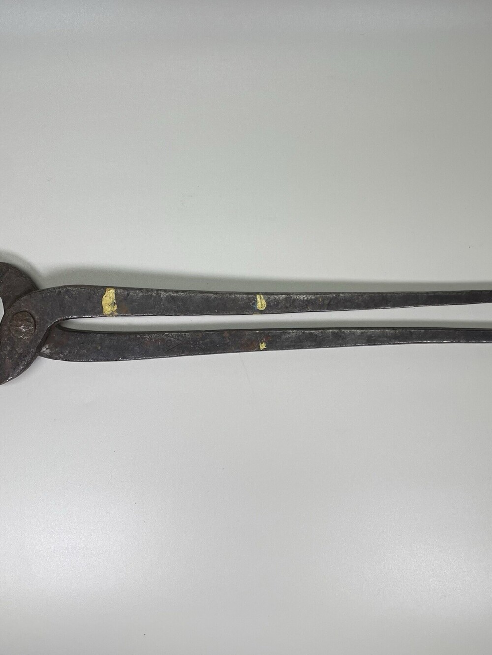 Vintage Antique Blacksmith Farrier Tongs Forged Steel 14” Primitive Tool USA